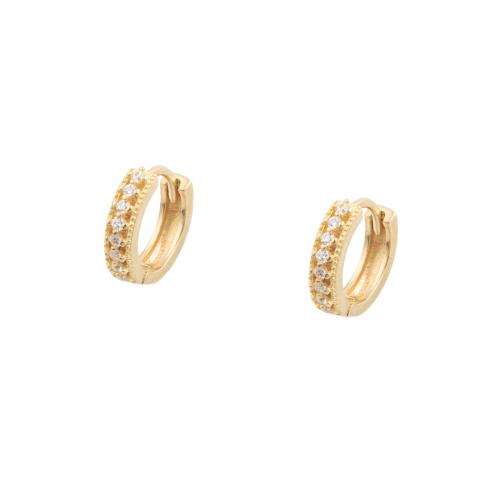 Boucles d'oreilles en laiton zircon cubique pavent, Placage, pavé de micro zircon & pour femme, Or, 11.30x3x12.50mm, 5pairescouple/lot, Vendu par lot