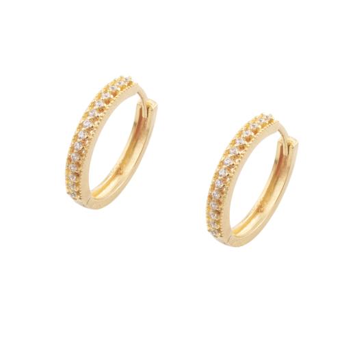 Cubic Zirconia Micro Pave Latão Brinco, cobre, banhado, micro pavimento em zircônia cúbica & para mulher, dourado, 19x3x20mm, 5Pairs/Lot, vendido por Lot