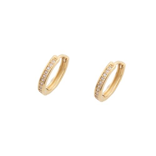 Boucles d'oreilles en laiton zircon cubique pavent, Placage, pavé de micro zircon & pour femme, Or, 13.50x2.50x14mm, 5pairescouple/lot, Vendu par lot