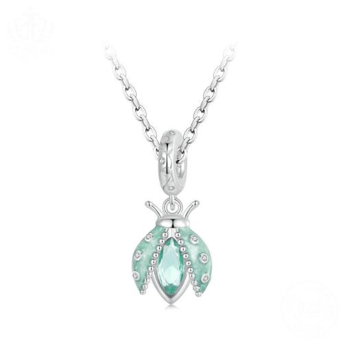 925 argento sterlina pendente di European, Coccinella, placcato, stili diversi per la scelta & Micro spianare cubic zirconia & per la donna & smalto, color platino, Venduto da PC