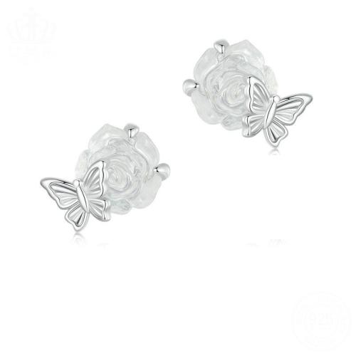 Sterling Silver Jewelry Earring, 925 Sterling Silver, le Roisín, plátáilte, do bhean, dath platanam, 8x10mm, Díolta De réir Péire