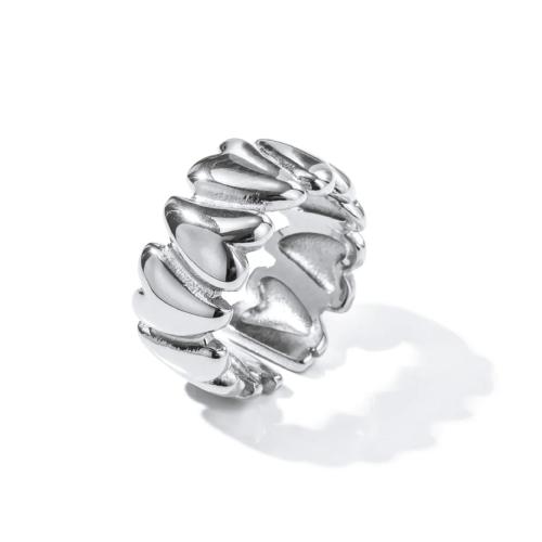 Acier inoxydable 304 Cuff Bague, coeur, bijoux de mode & pour femme, couleur originale, Taille:6.5, Vendu par PC