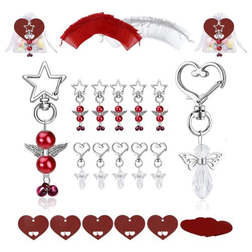 Zinc Alloy Key Lås, med Organza & Kraft & ABS plast, Unisex, flere farver til valg, nikkel, bly & cadmium fri, Solgt af sæt