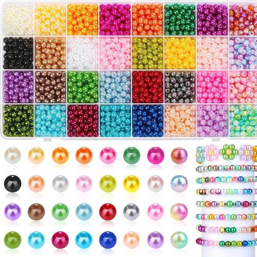 Perles en plastique ABS, Plastique ABS perle, avec Boîte en plastique, Rond, bijoux de mode & DIY, couleurs mélangées, 290x130x25mm, Environ 1920PC/boîte, Vendu par boîte