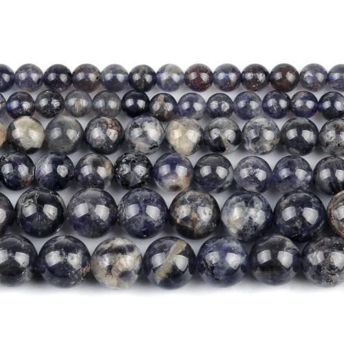 Gemstone Jewelry Beads Iolite Round polished fashion jewelry & DIY mixed colors Sold Per Approx 38 cm Strand