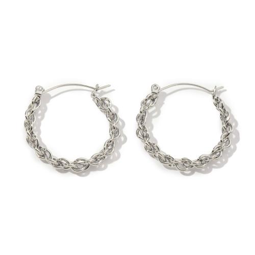 Titanium Aço Brinco, Partículas de aço, Rosca, joias de moda & para mulher, cor original, 27x30mm, vendido por par