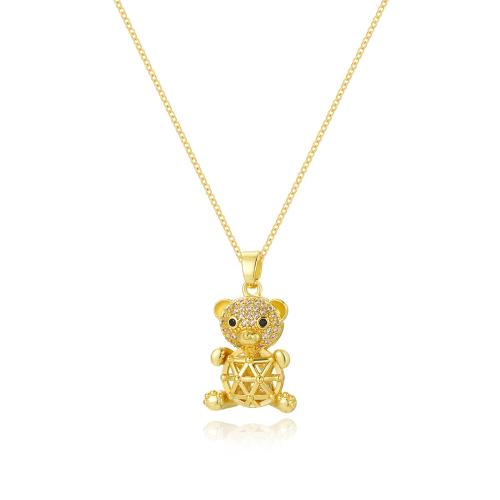 Circón cúbico Micro pavimentar collar de cobre amarillo, metal, con 5cm extender cadena, 18K chapado en oro, Joyería & diferentes estilos para la opción & micro arcilla de zirconia cúbica & para mujer, libre de níquel, plomo & cadmio, longitud aproximado 45 cm, Vendido por UD