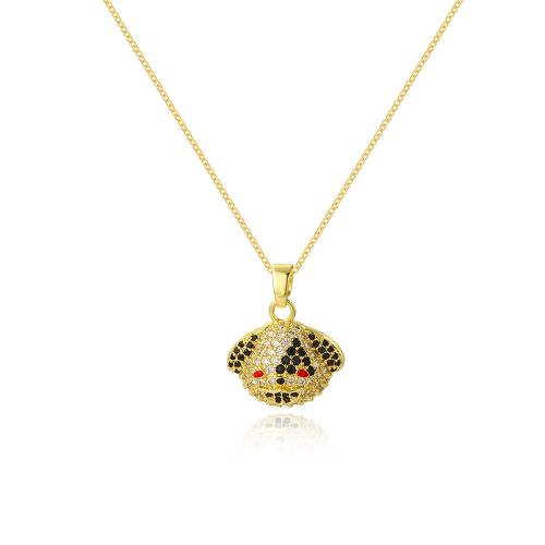 Collier en laiton cubique Zircon Micro Pave, avec 5cm chaînes de rallonge, panda, Plaqué or 18K, bijoux de mode & pavé de micro zircon & pour femme, protéger l'environnement, sans nickel, plomb et cadmium, Longueur Environ 45 cm, Vendu par PC