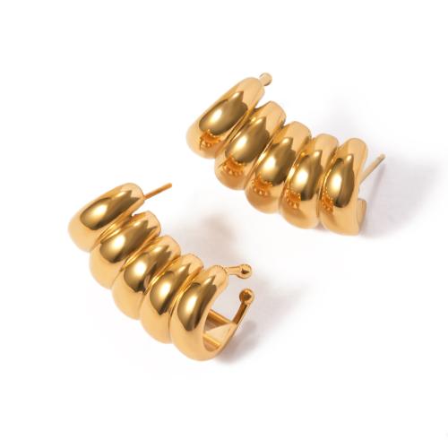 Pendientes de Acero Inoxidable, acero inoxidable 304, 18K chapado en oro, Joyería & para mujer, dorado, 20.10x32mm, Vendido por Par