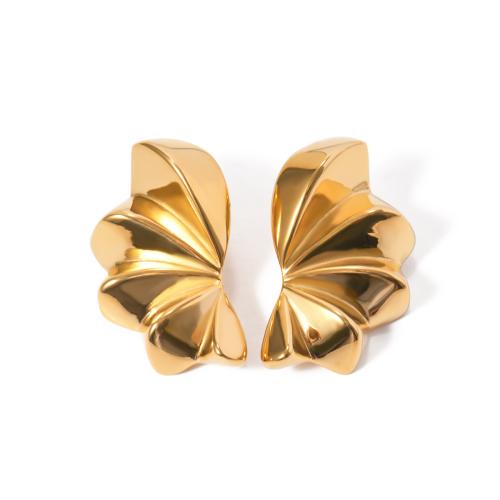 Stainless Steel Stud Earrings 304 Stainless Steel 18K gold plated fashion jewelry & for woman golden Sold By Pair