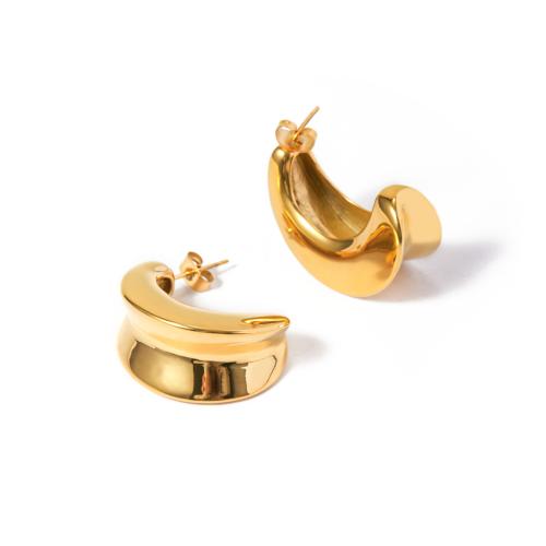 Stainless Steel Stud Earrings 304 Stainless Steel 18K gold plated fashion jewelry & for woman golden Sold By Pair