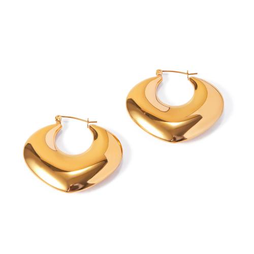 Stainless Steel Lever Terug Earring, 304 roestvrij staal, 18K verguld, mode sieraden & voor vrouw, gouden, 36.40x40.20mm, Verkocht door pair