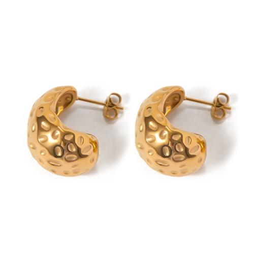 Stainless Steel Stud Earrings 304 Stainless Steel 18K gold plated fashion jewelry & for woman golden Sold By Pair