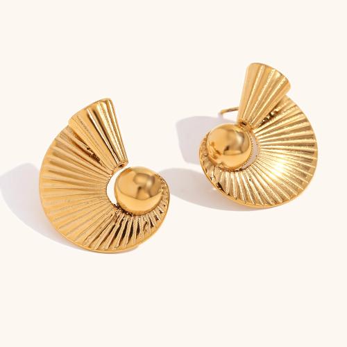 Stainless Steel Stud Earrings 316L Stainless Steel 18K gold plated fashion jewelry & for woman golden Sold By Pair