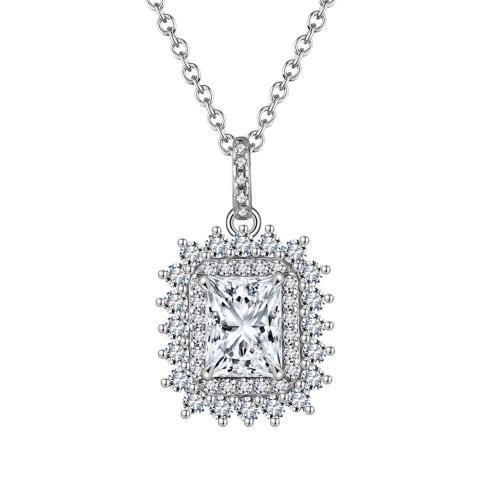 Cubic Zircon Micro bane Sterling sølv halskæde, 925 Sterling Sølv, forgyldt, Micro Pave cubic zirconia & for kvinde, platin farve, Længde Ca. 45 cm, Solgt af PC