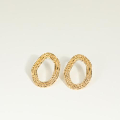 Brass Stud Earring plated for woman golden Sold By Pair