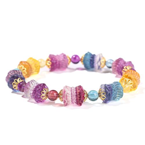 Fluorita Pulsera, hecho a mano, diferentes estilos para la opción & para mujer, longitud aproximado 6-8 Inch, Vendido por UD