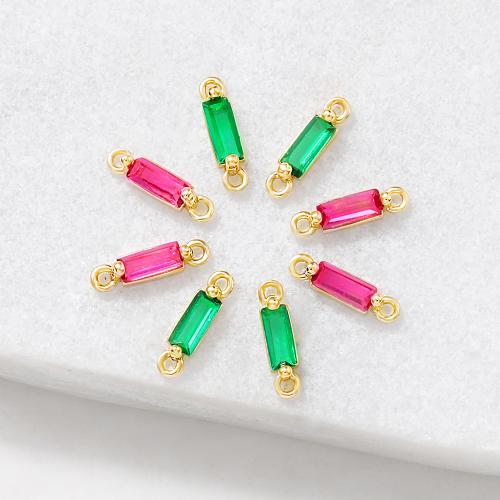 Conector de Micro Pavé de Zirconía Cúbica en Latón, metal, chapado en color dorado, Bricolaje & micro arcilla de zirconia cúbica, más colores para la opción, libre de níquel, plomo & cadmio, 9x2mm, agujero:aproximado 1mm, Vendido por UD