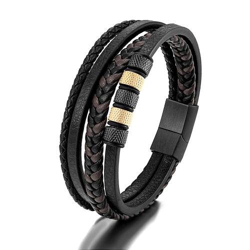 PU cavo bracciali, 316L acciaio inox, with PU microfibra & Split Layer vacchetta, gioielli di moda & multistrato & per l'uomo, nessuno, Lunghezza Appross. 21.5 cm, Venduto da PC