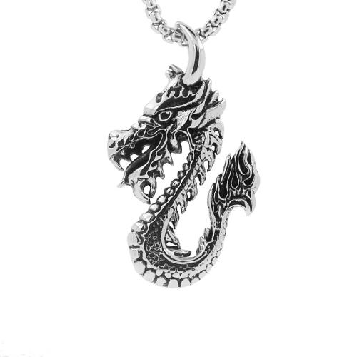 Titanium Steel Pendants Dragon polished DIY nickel lead & cadmium free 49.50mm Sold By PC