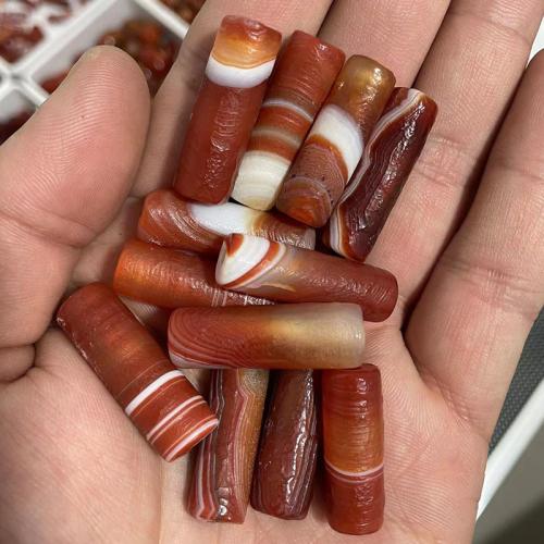 Naturlig rød agat perler, Red Agate, Naturligt & du kan DIY, rød, 10x30mm, 5pc'er/Lot, Solgt af Lot