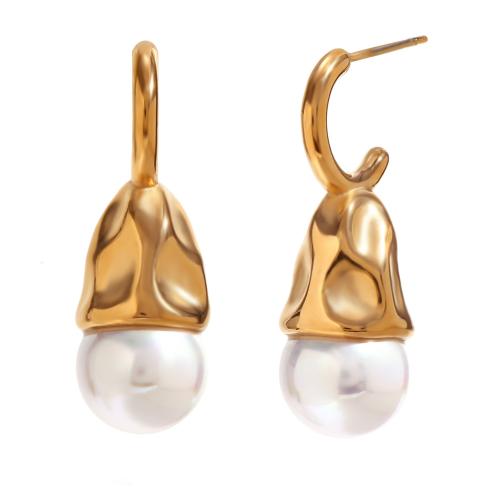 Pendientes de Acero Inoxidable, acero inoxidable 316L, con Perlas plásticas, Joyería & para mujer, más colores para la opción, Vendido por Par