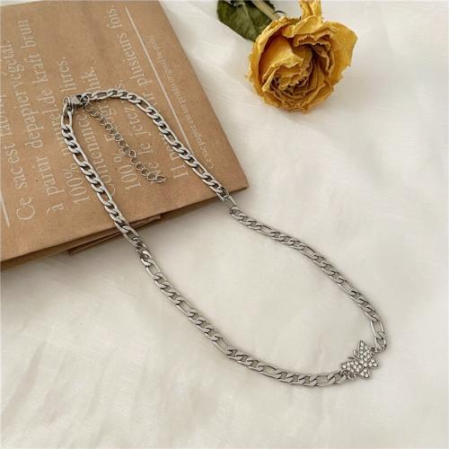 Mode Choker Ketting, Titanium Staal, met 5cm extender keten, mode sieraden & voor vrouw & met strass, oorspronkelijke kleur, Lengte Ca 49 cm, Verkocht door PC