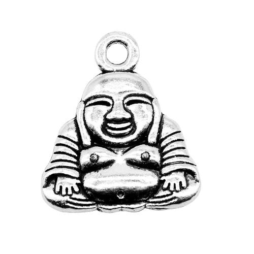 Sinc Alloy Pendants, Buddha, dath airgid antique plátáilte, seanré & jewelry faisin & DIY, 25x22mm, Díolta De réir PC