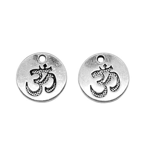 Zinc Alloy Flat Round Pendants antique silver color plated vintage & fashion jewelry & DIY Sold By PC