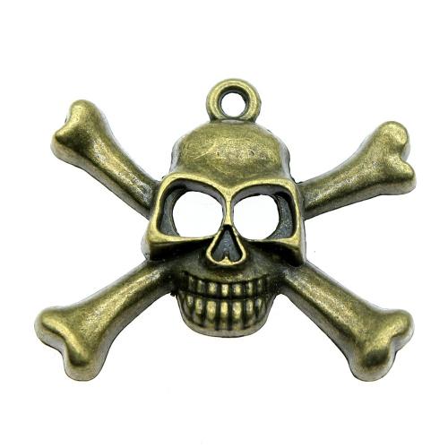 Zinklegering Skull Hangers, Zinc Alloy, Schedel, plated, Vintage & mode sieraden & DIY & hol, meer kleuren voor de keuze, 27x38mm, Verkocht door PC