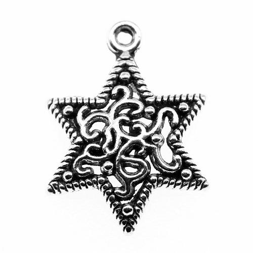 Zinc Alloy Hollow Pendler, Hexagram, antik sølv farve forgyldt, Vintage & mode smykker & du kan DIY & hule, 23x17mm, Solgt af PC