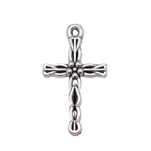 Zinklegering Cross Hangers, Zinc Alloy, Oversteken, antiek zilver plated, Vintage & mode sieraden & DIY, 24x13mm, Verkocht door PC