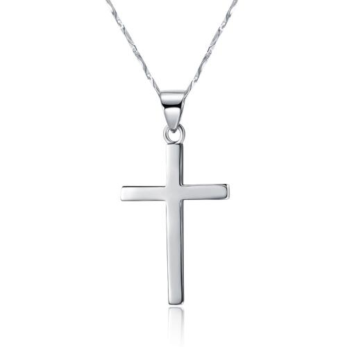 Necklaces Silver Sterling, 925 Sterling Silver, Cross, jewelry faisin & unisex & méid éagsúla do rogha, nicil, luaidhe & caidmiam saor in aisce, Fad Thart 45 cm, Díolta De réir PC