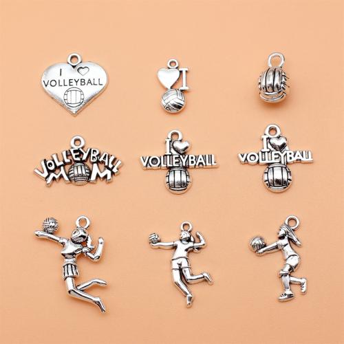 Zinc Alloy Pendants antique silver color plated nine pieces & DIY nickel lead & cadmium free Sold By Set