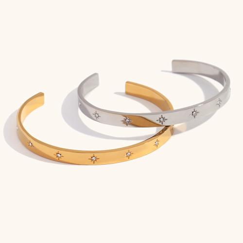 Roestvrij staal armbanden, 316L roestvrij staal, mode sieraden & micro pave zirconia & voor vrouw, meer kleuren voor de keuze, Binnendiameter:Ca 57.8mm, Verkocht door PC