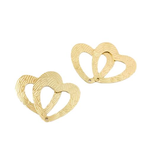 Roestvrijstaal Hart Hangers, 316L roestvrij staal, DIY, gouden, 24.50x26mm, 2pC's/Bag, Verkocht door Bag