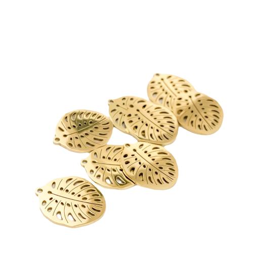 Stainless Steel Pendants 316L Stainless Steel Leaf DIY golden Sold By Bag