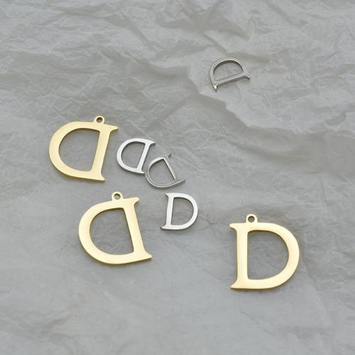 Stainless Steel Vedhæng Letter, 304 rustfrit stål, Letter D, du kan DIY & forskellig størrelse for valg, flere farver til valg, Solgt af PC