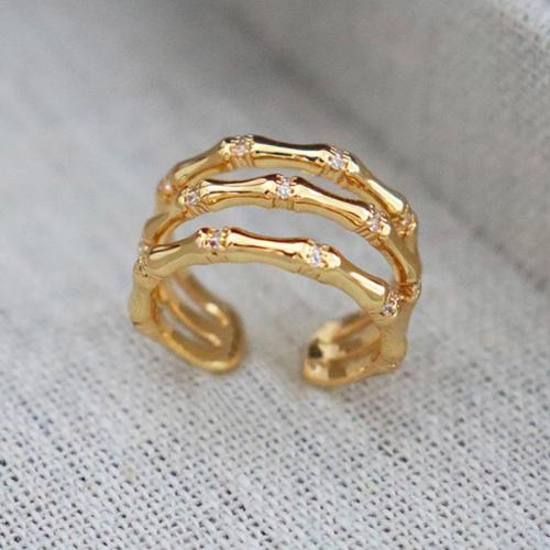 Bague en laiton, Placage, bijoux de mode & avec strass, doré, protéger l'environnement, sans nickel, plomb et cadmium, Ring inner diameter:17mm, Vendu par PC