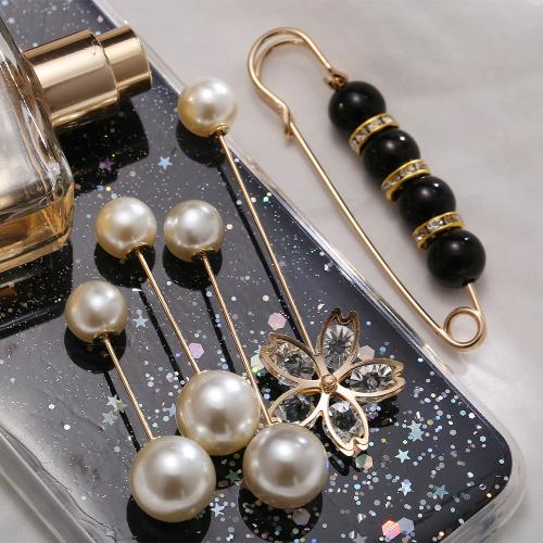 Zinc Alloy Safety Pin with Plastic Pearl Unisex nickel lead & cadmium free Sold By PC