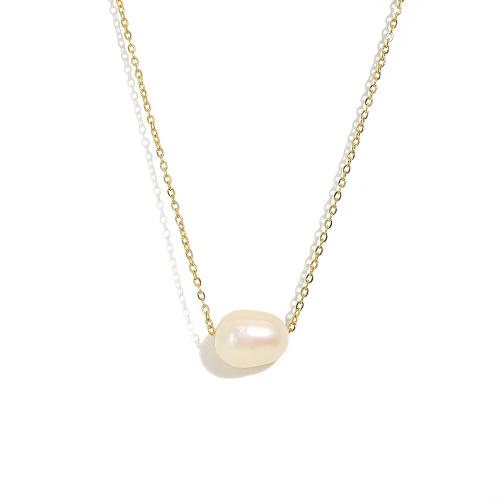 Titan stål halsband, med Freshwater Pearl, plated, för kvinna, fler färger för val, Säljs av PC