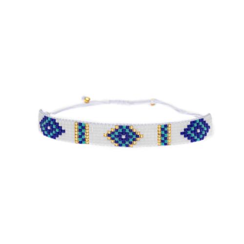 Vidrio Pulsera, con cordón poliéster, hecho a mano, para mujer, Blanco, longitud aproximado 14.2 cm, Vendido por UD