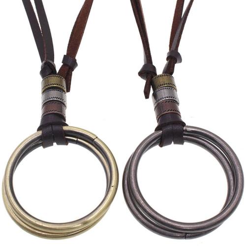 Collier de bijoux en alliage de zinc, avec cordon en cuir, Placage, Vintage & unisexe, plus de couleurs à choisir, The leather rope is 20cm long and can be pulled to a maximum of 40cm, Vendu par PC