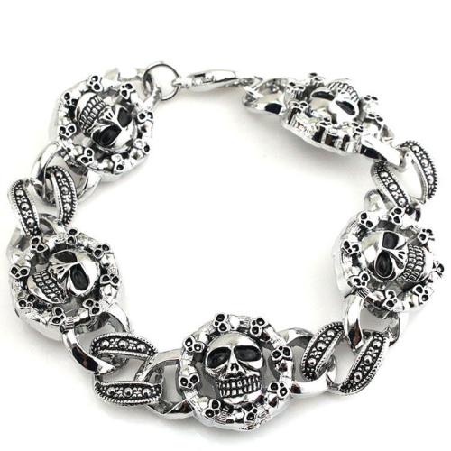 Zink Alloy Armband, plated, punk stil & för människan, silver, Längd 20 cm, Säljs av PC