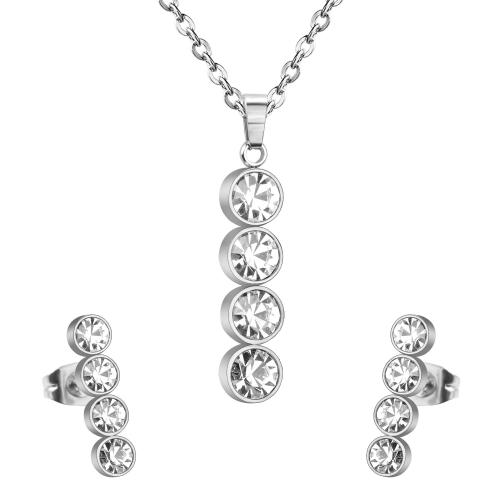 304 roestvrij staal Sieraden set, plated, 2 stuks & verschillende stijlen voor de keuze & micro pave zirconia & voor vrouw, Lengte Ca 17.7 inch, Verkocht door Stel