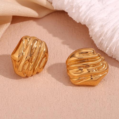 Pendientes de Acero Inoxidable, acero inoxidable 316L, 18K chapado en oro, Joyería & para mujer, dorado, Vendido por Par