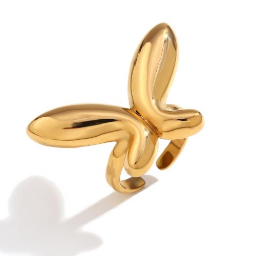 Anillo de dedo de acero inoxidable, acero inoxidable 316L, 18K chapado en oro, Joyería & para mujer, dorado, Vendido por UD