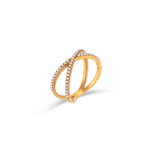 Anillo de dedo de acero inoxidable, acero inoxidable 304, con Perlas plásticas, 18K chapado en oro, Joyería & diverso tamaño para la opción & para mujer, dorado, Vendido por UD