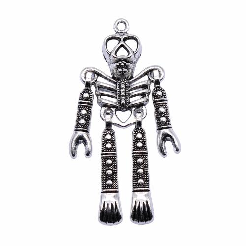 Zinklegering Skull Hangers, Zinc Alloy, Schedel, antiek zilver plated, Vintage & mode sieraden & DIY & hol, 83x40mm, Verkocht door PC