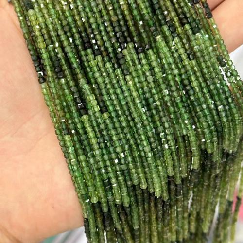 Grânulos de gemstone jóias, turmalina, Quadrado, polido, joias de moda & DIY, verde, 2mm, Aprox 130PCs/Strand, vendido por Strand